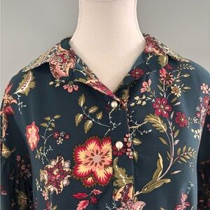 Casting Made in France Boho Floral Button-Up Blouse